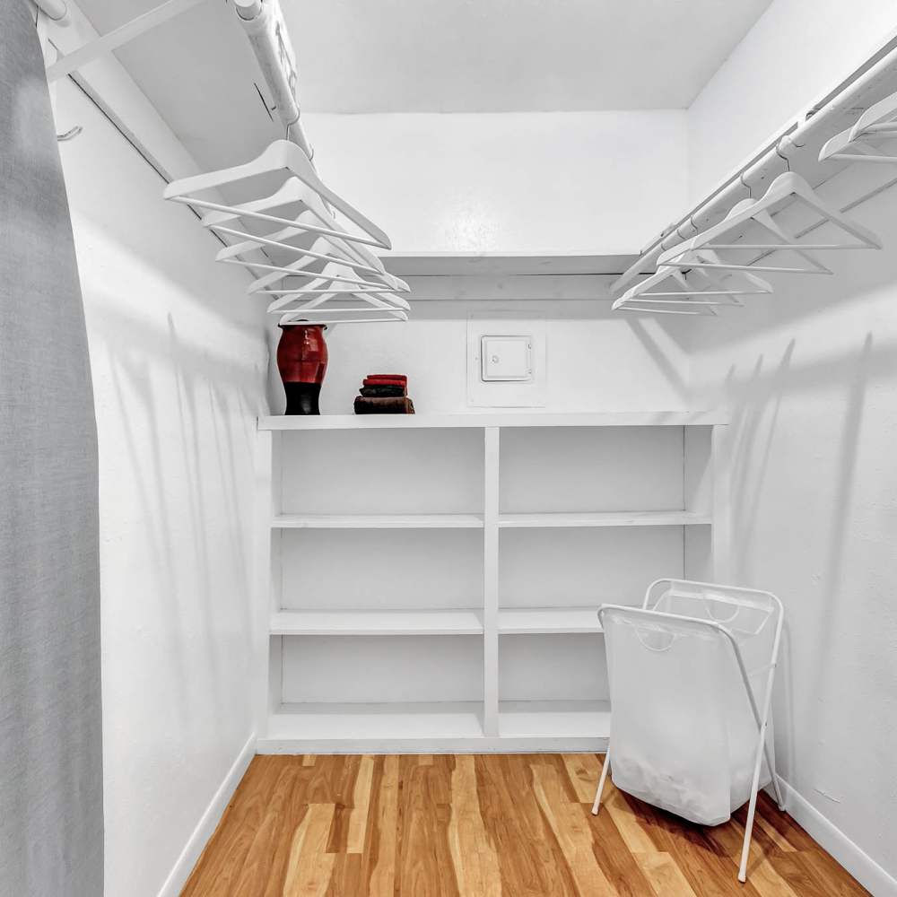 Walk-in closet at The Grand 1501 in College Station, Texas
