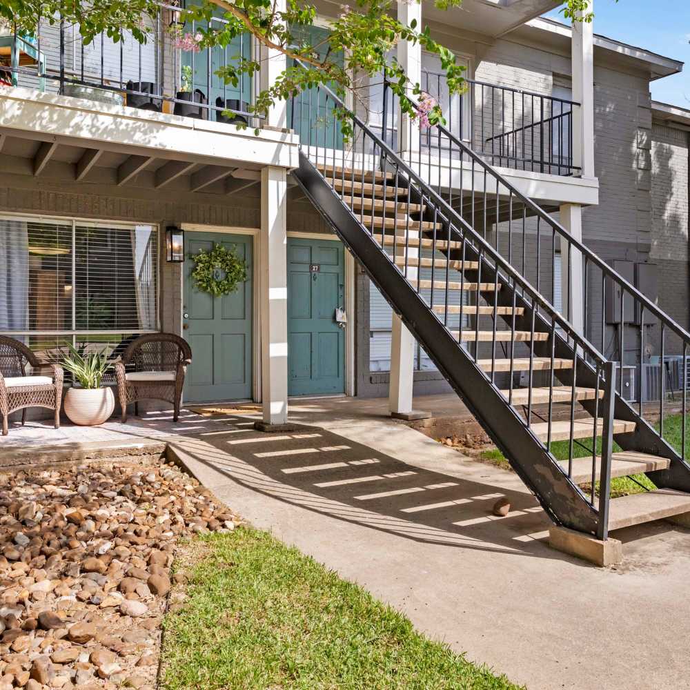Beautiful exterior with stairs for access at The Ivy in College Station,Texas