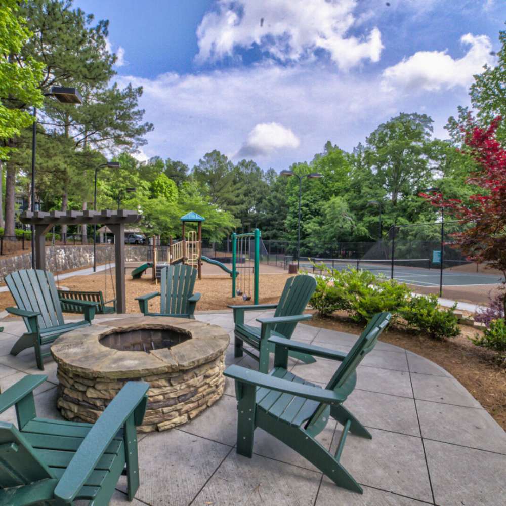 Sitting Area w/ Fireplace at Avonlea On The River in Duluth, Georgia