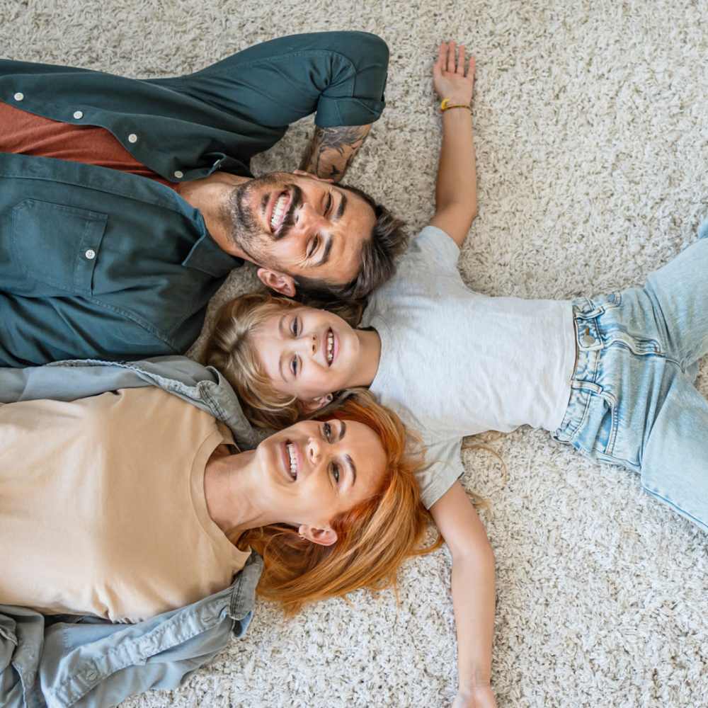 Happy family at Dawcrest Apartments in Olympia, Washington, 