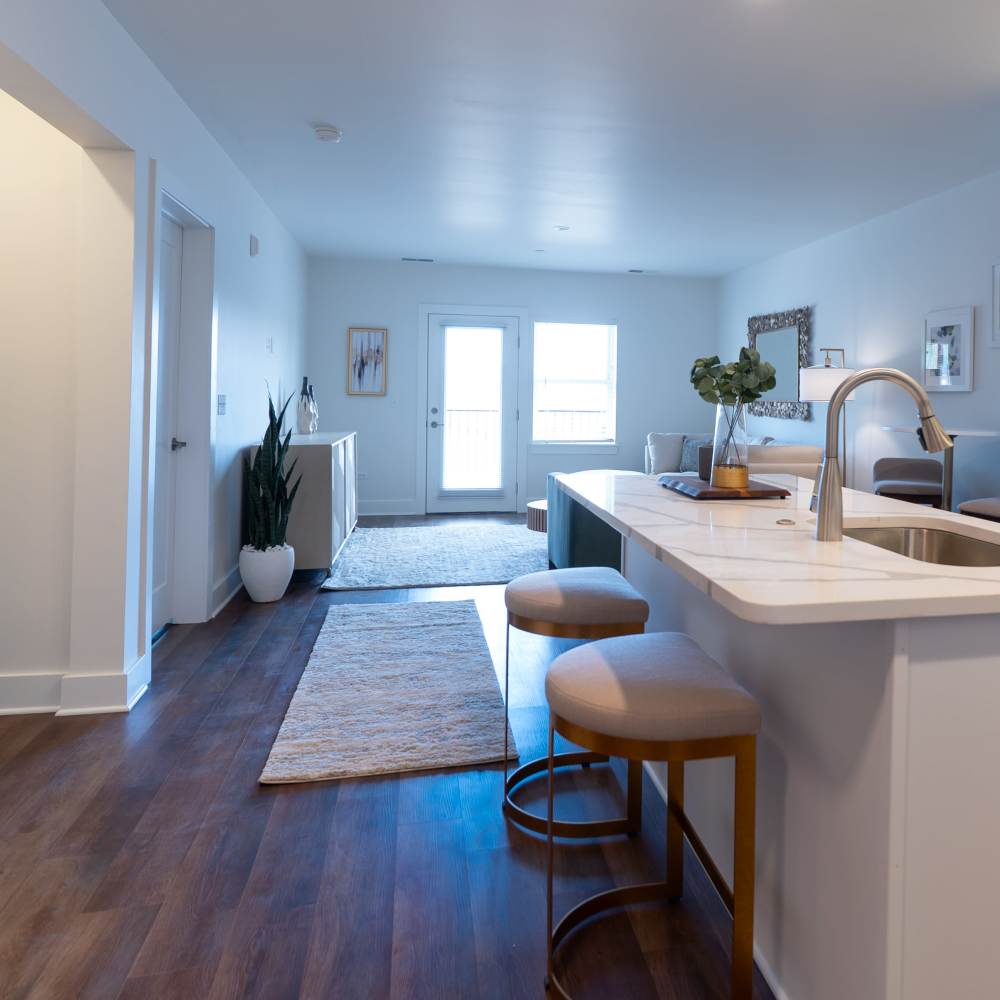 Kitchen island bar at Gurnee Glen Apartments in Gurnee, Illinois