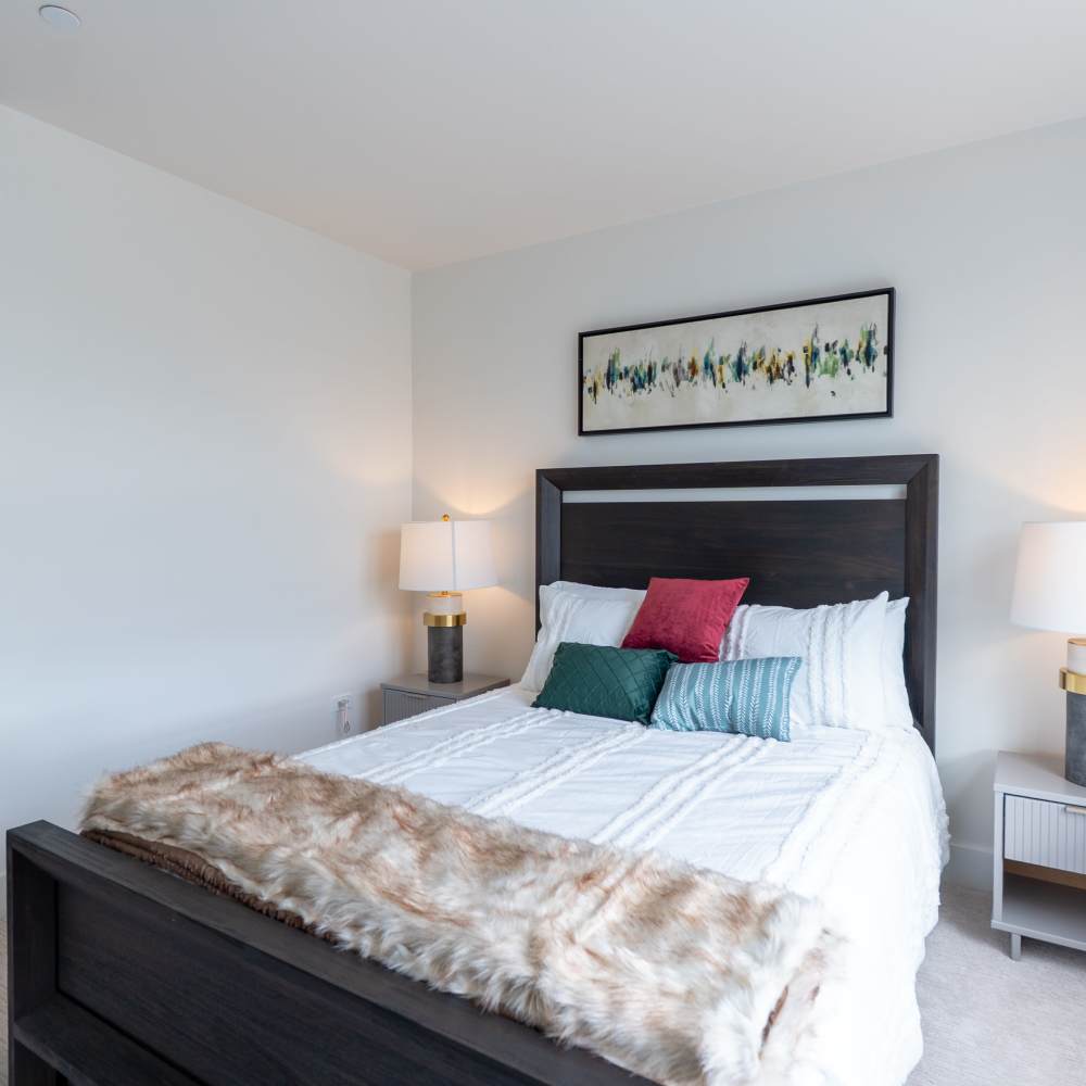 Cozy bedroom at Gurnee Glen Apartments in Gurnee, Illinois