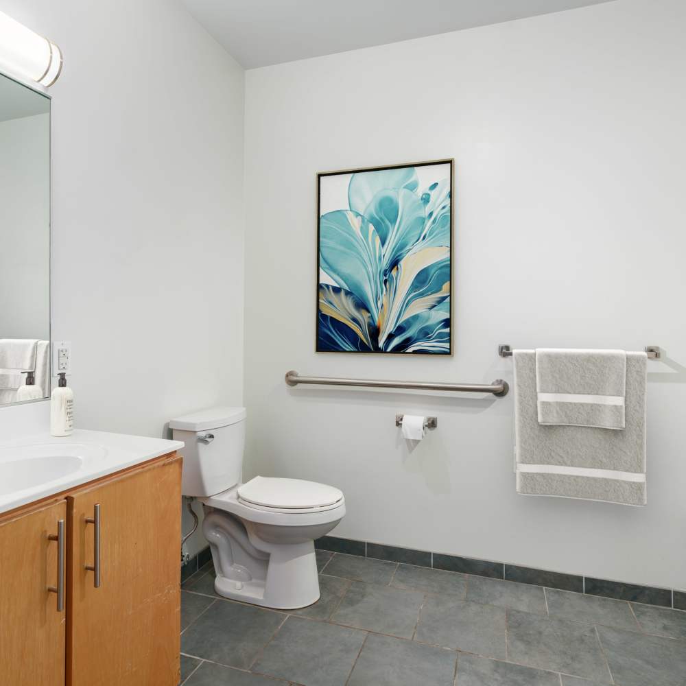 bathroom featuring stone vanity top at Paseo Verde in Philadelphia, Pennsylvania