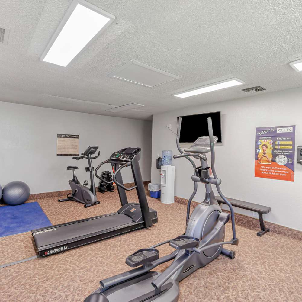 Community fitness center at Clayton Gardens in Concord, California