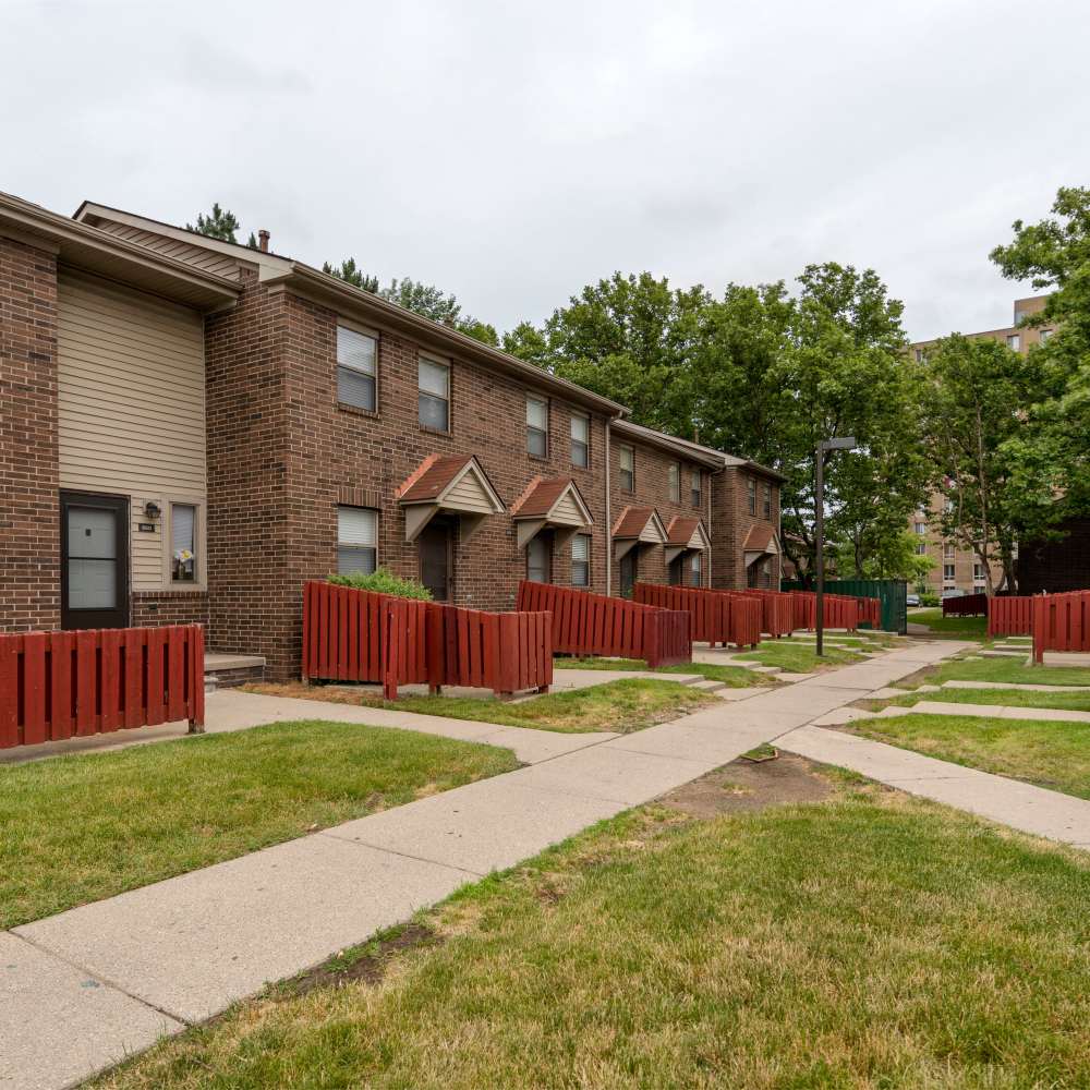 Apartment backyard at Village Center in Detroit, Michigan