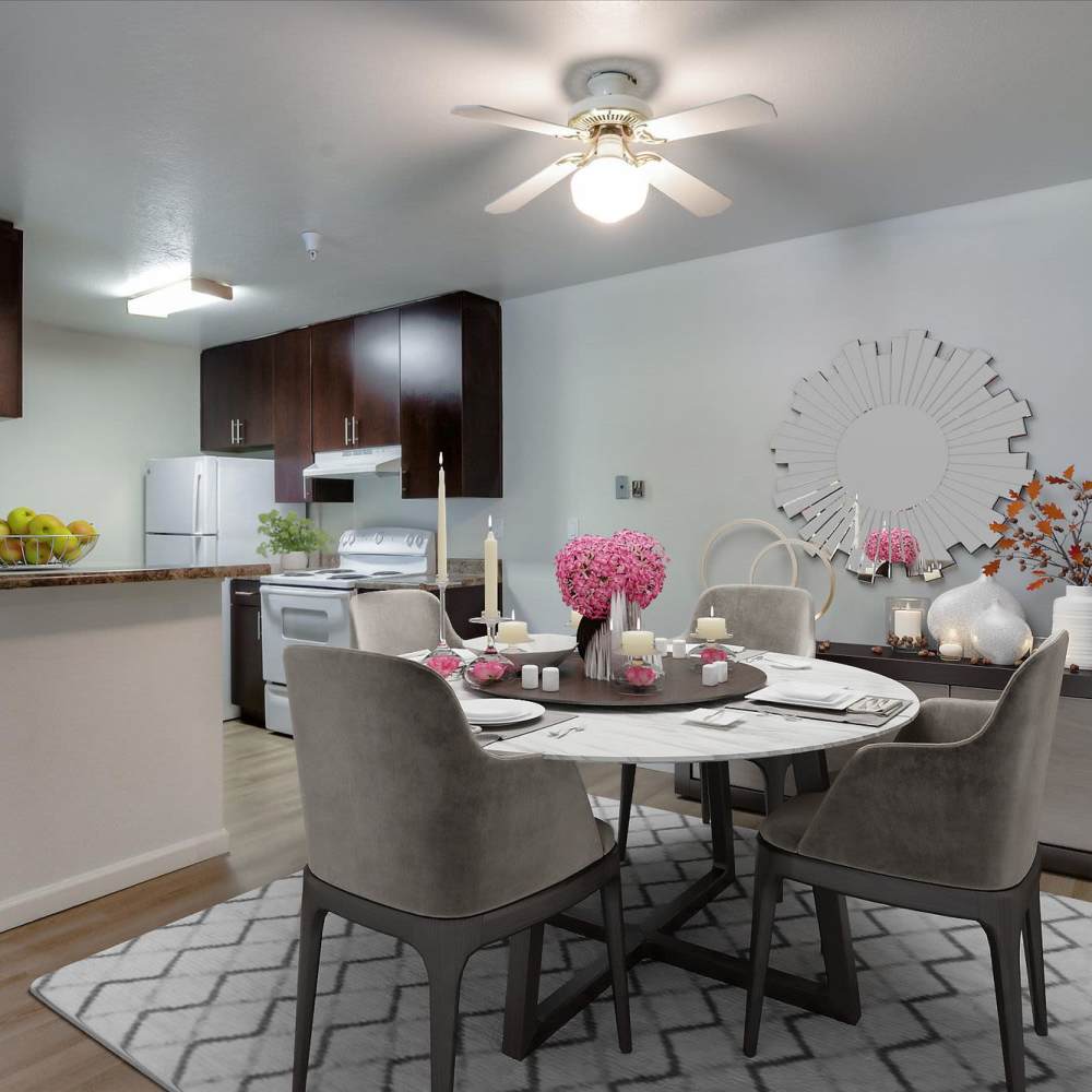 Dining area at Terman Apartments in Palo Alto, California