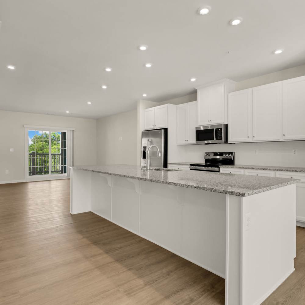 Kitchen island at Dorsey Overlook in Ellicott City, Maryland