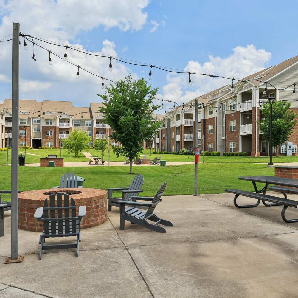 Outdoor fire pit with seating area  at The Drake in Bowling Green, Kentucky