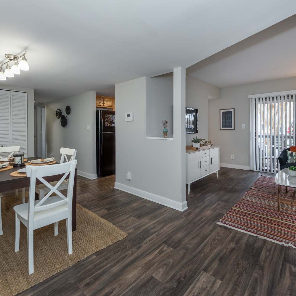Apartment living area and dining room at Reserve South in Richmond, Virginia