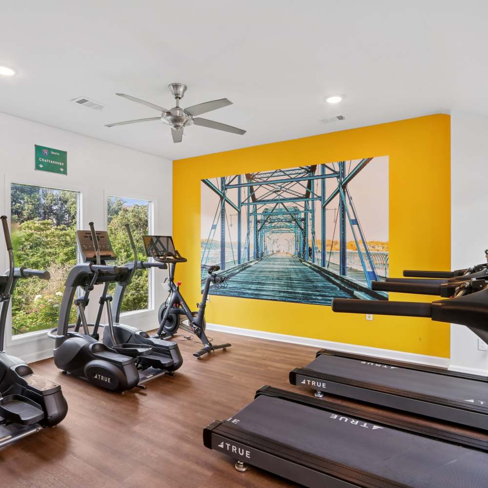 Fitness center with treadmills at Ridgemont at Stringers Ridge in Chattanooga, Tennessee