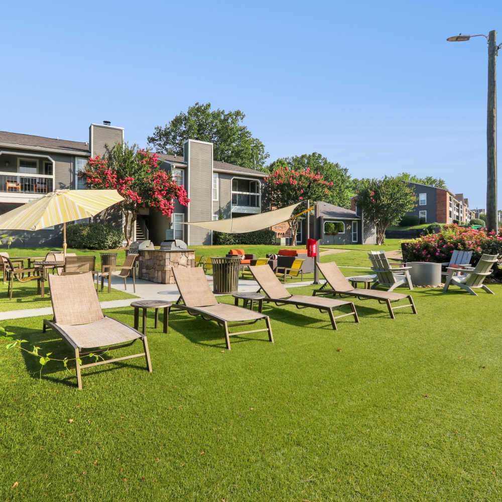 Lounge area beside the swimming pool at Ridgemont at Stringers Ridge in Chattanooga, Tennessee