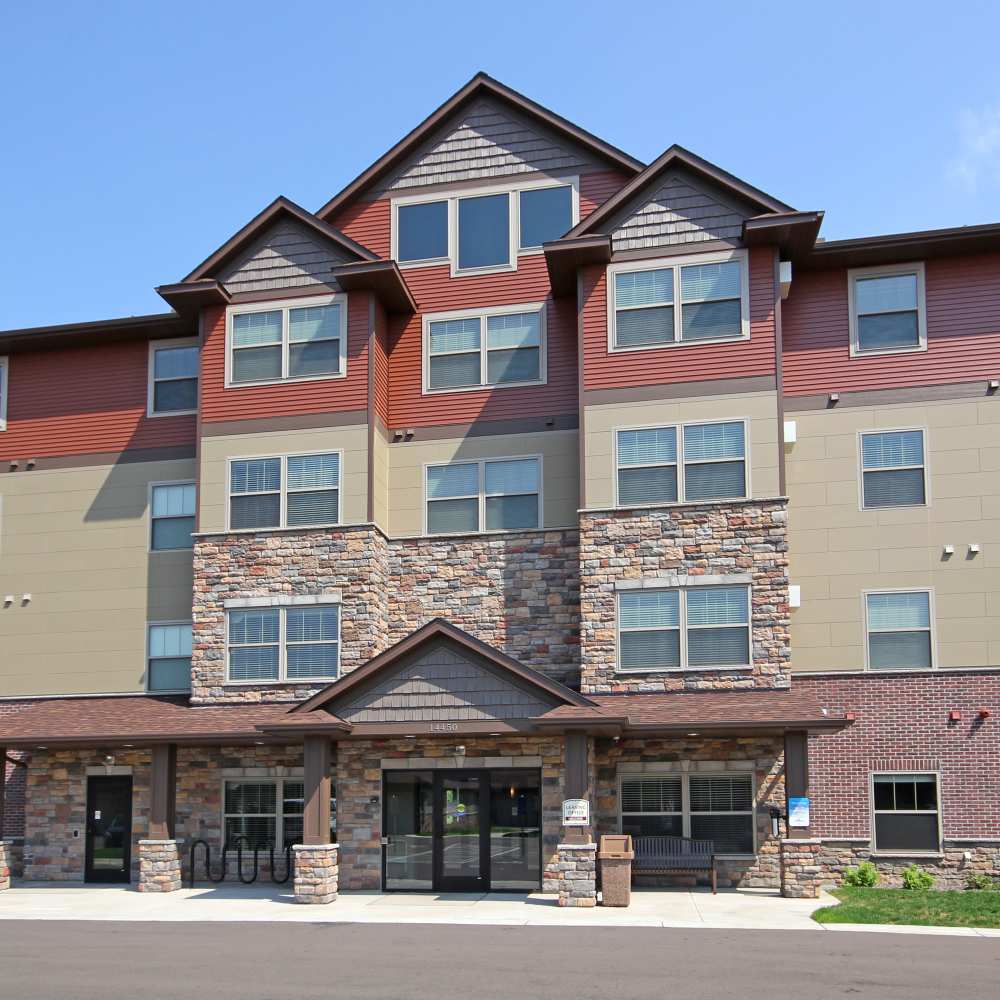 Community building entrance at Parkview East in Ramsey, Minnesota