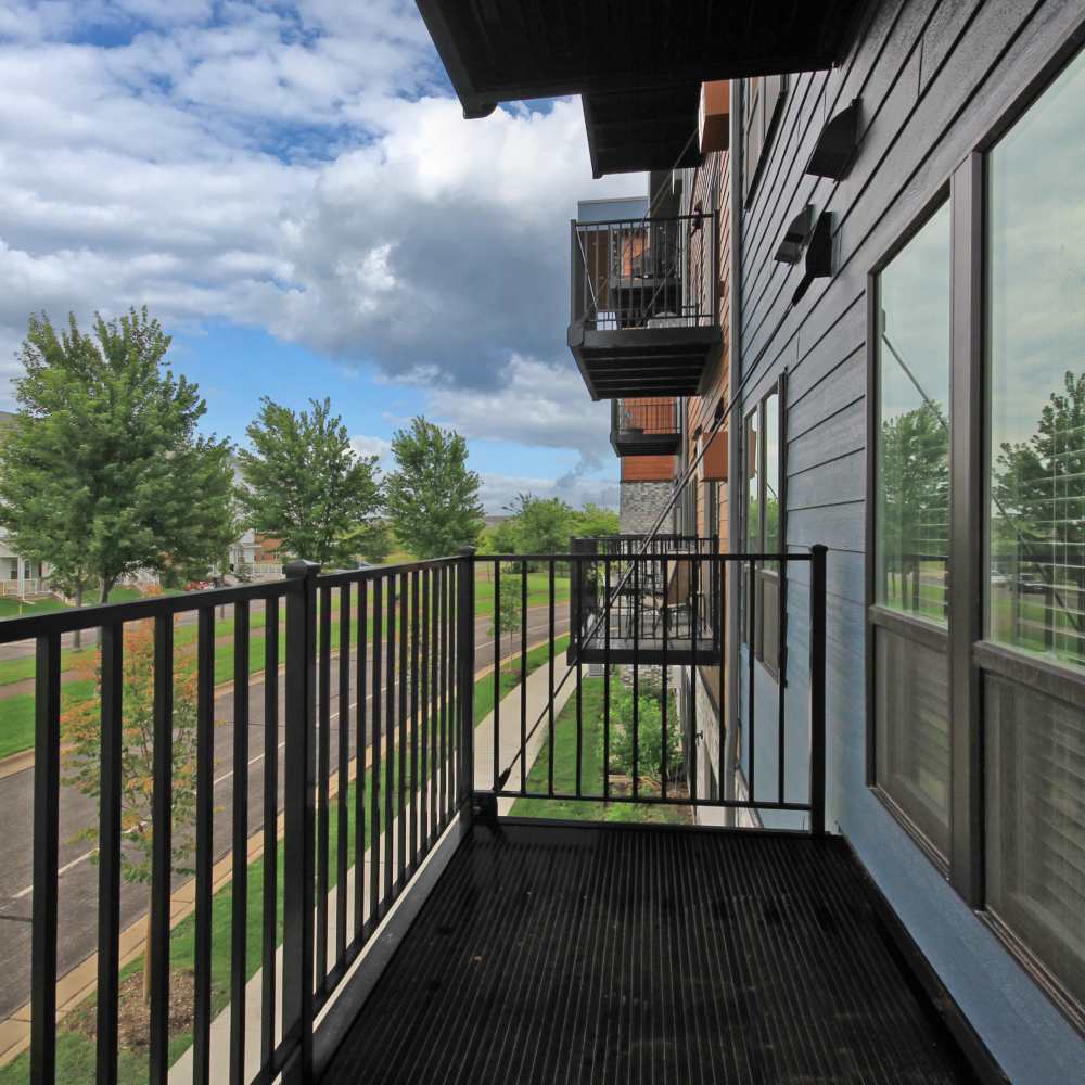 Private balcony at Sapphire Apartments in Ramsey, Minnesota