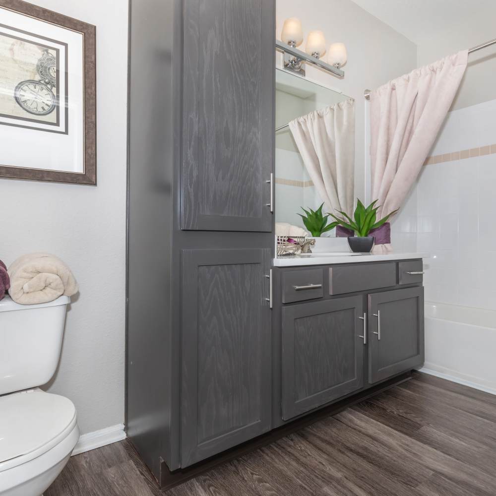 Bathroom with storage space at The Dakota at Governors Ranch in Littleton,Colorado