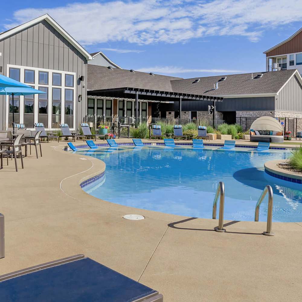 Resort-style swimming pool at Clear Creek Crossing in Wheat Ridge,Colorado