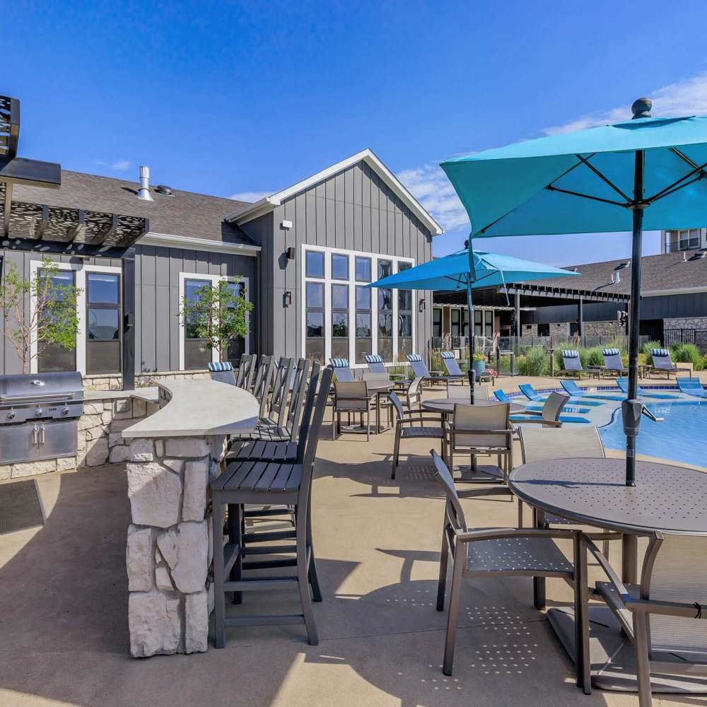 Outdoor BBQ at Clear Creek Crossing in Wheat Ridge,Colorado