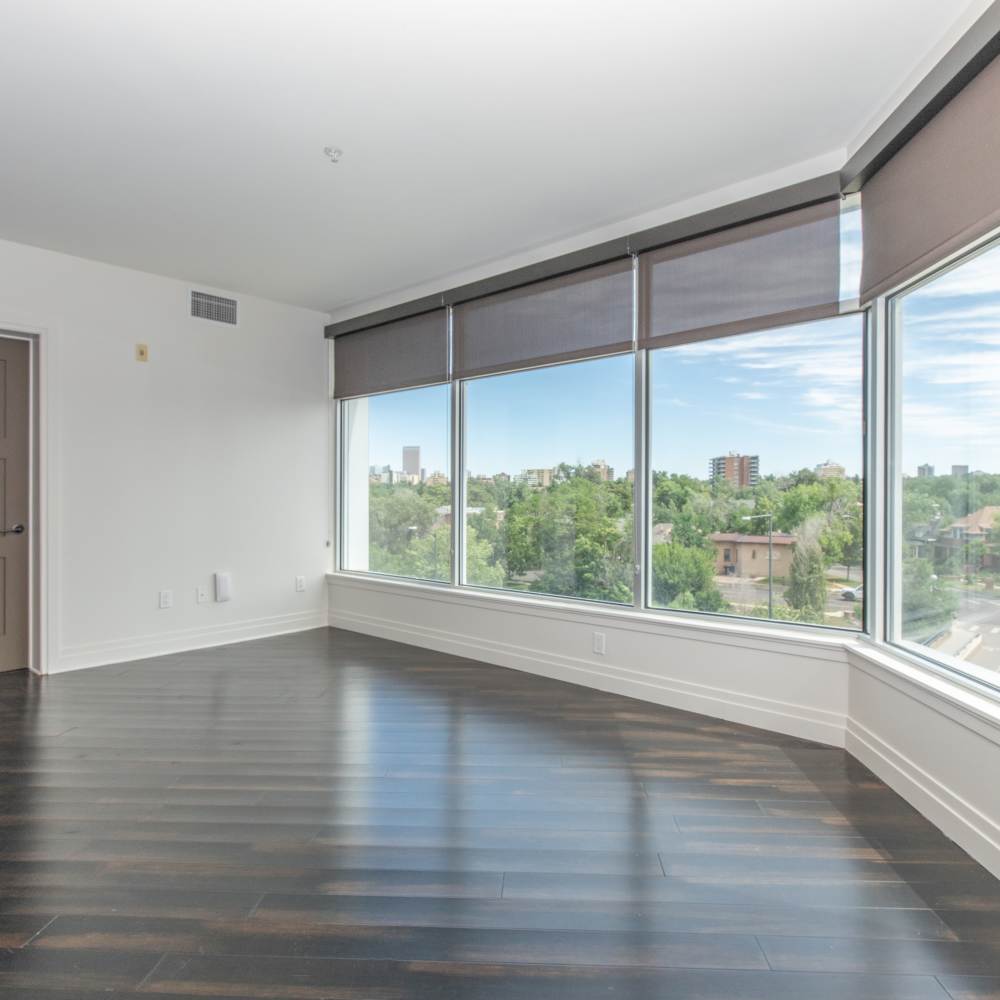Well-lit living room at The View at Wash Park in Denver, Colorado