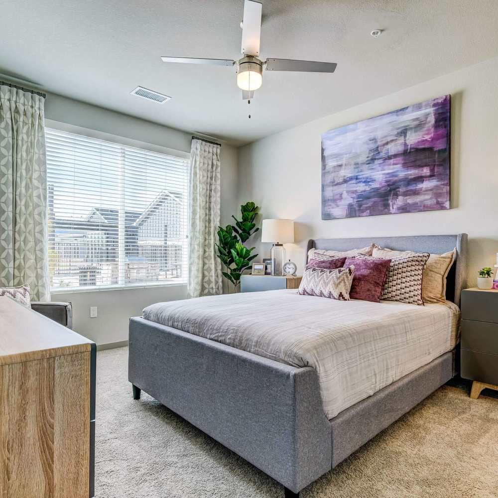 Aesthetic bedroom at Clear Creek Crossing in Wheat Ridge,Colorado