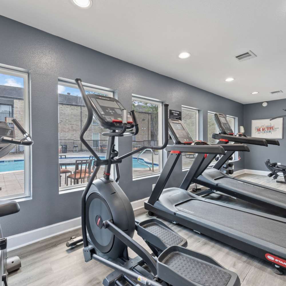 Fitness Center equipment with treadmill at Mustang on the Trail in Kingwood, Texas