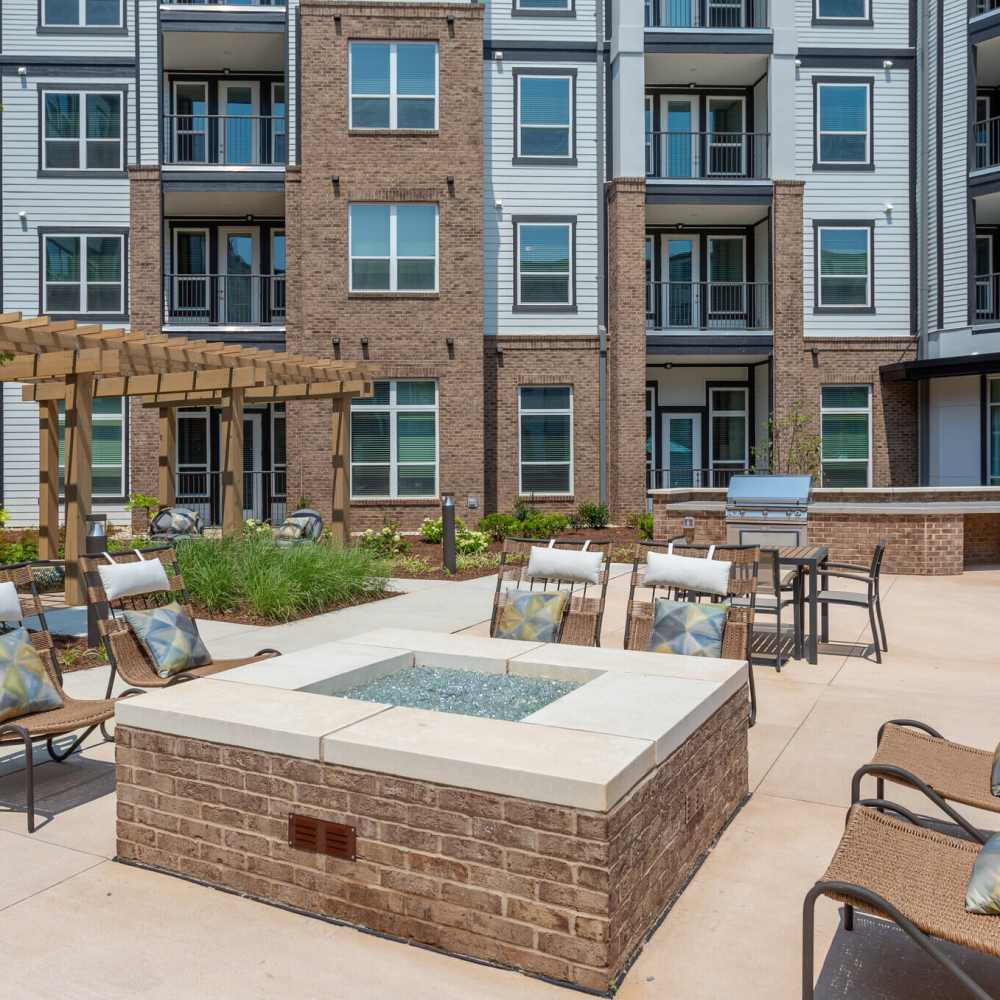 Outdoor pit and seating area at District at 54 in Raleigh,North Carolina