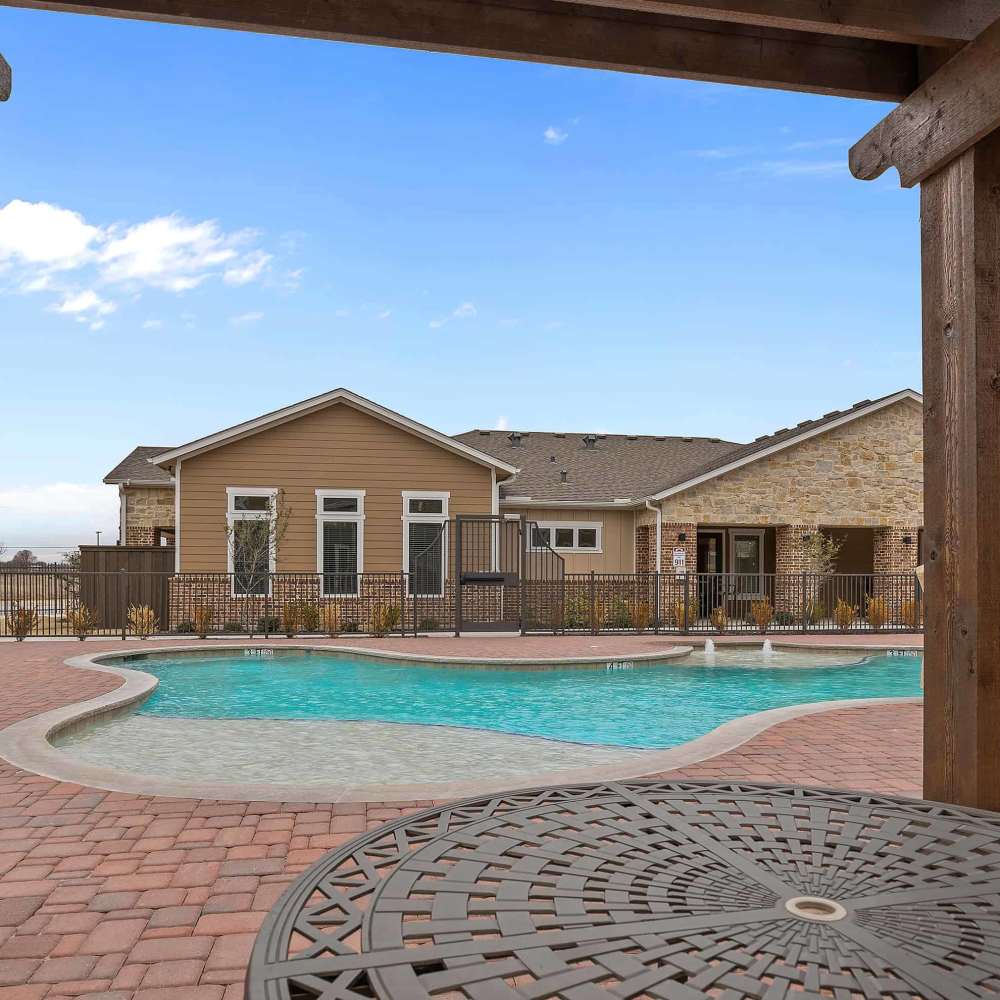 Resort-style swimming pool at Cedar Springs in Corsicana, Texas