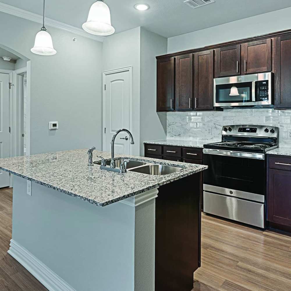 Apartment kitchen with sink at Cedar Springs in Corsicana, Texas
