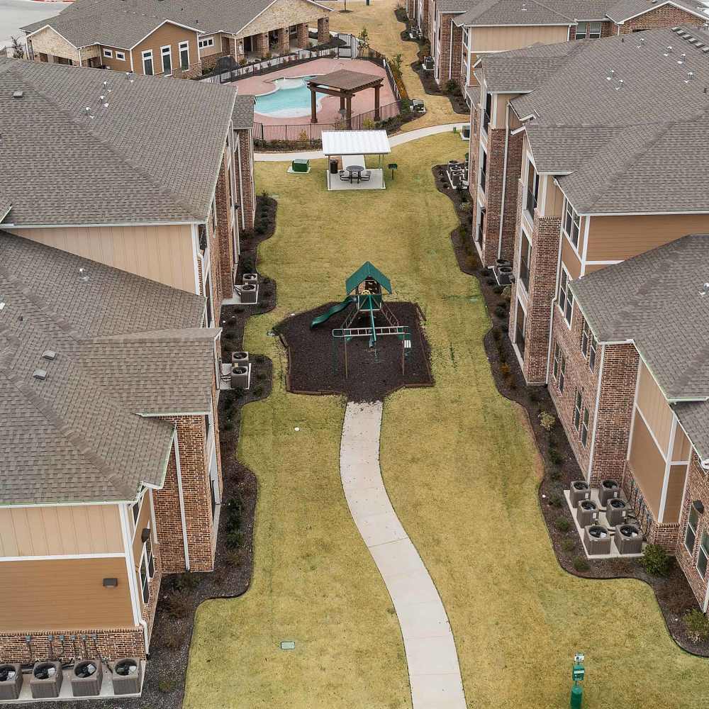 Ariel view of the community at Cedar Springs in Corsicana, Texas