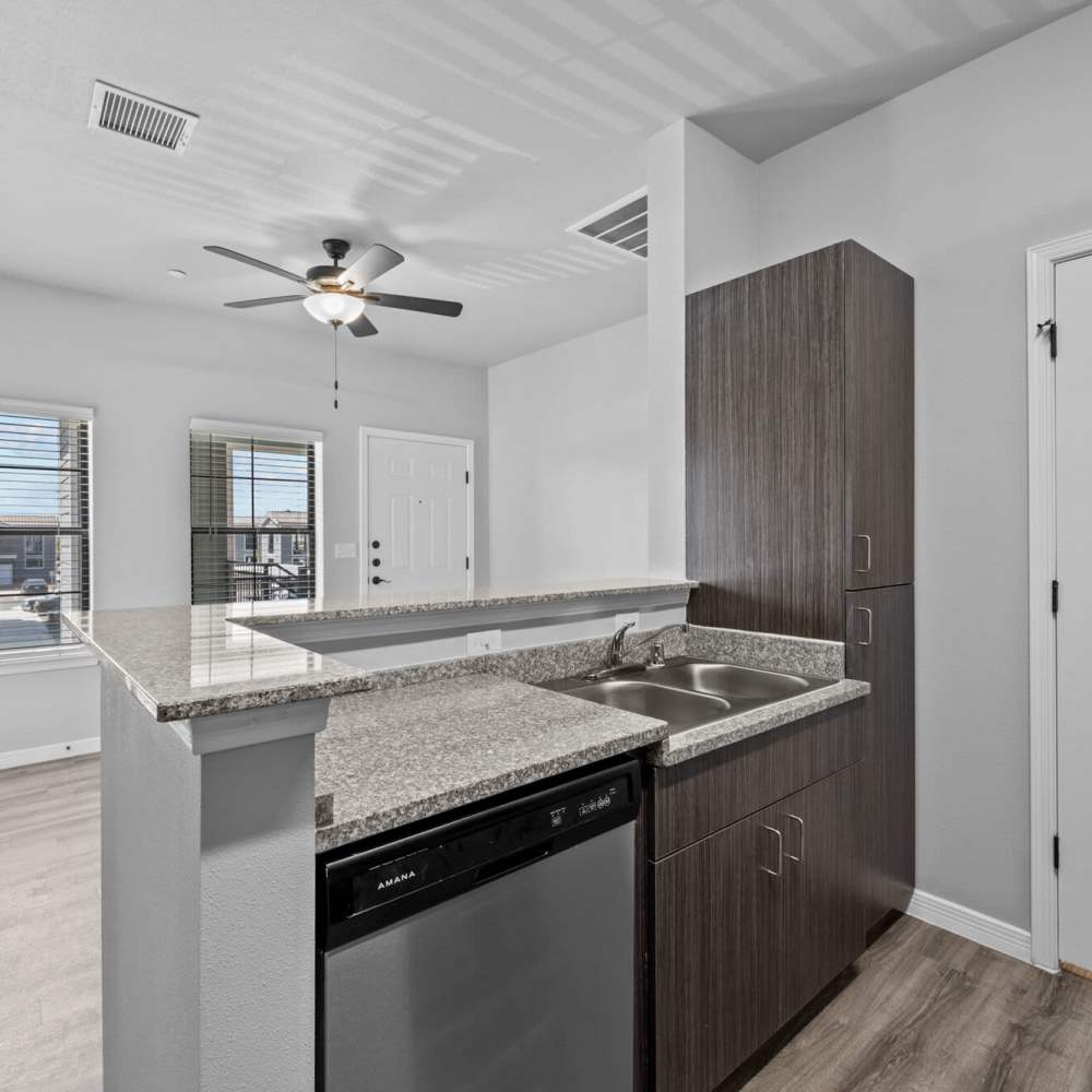 Kitchen with with full height cabinet at District At Pellicano in El Paso, Texas 