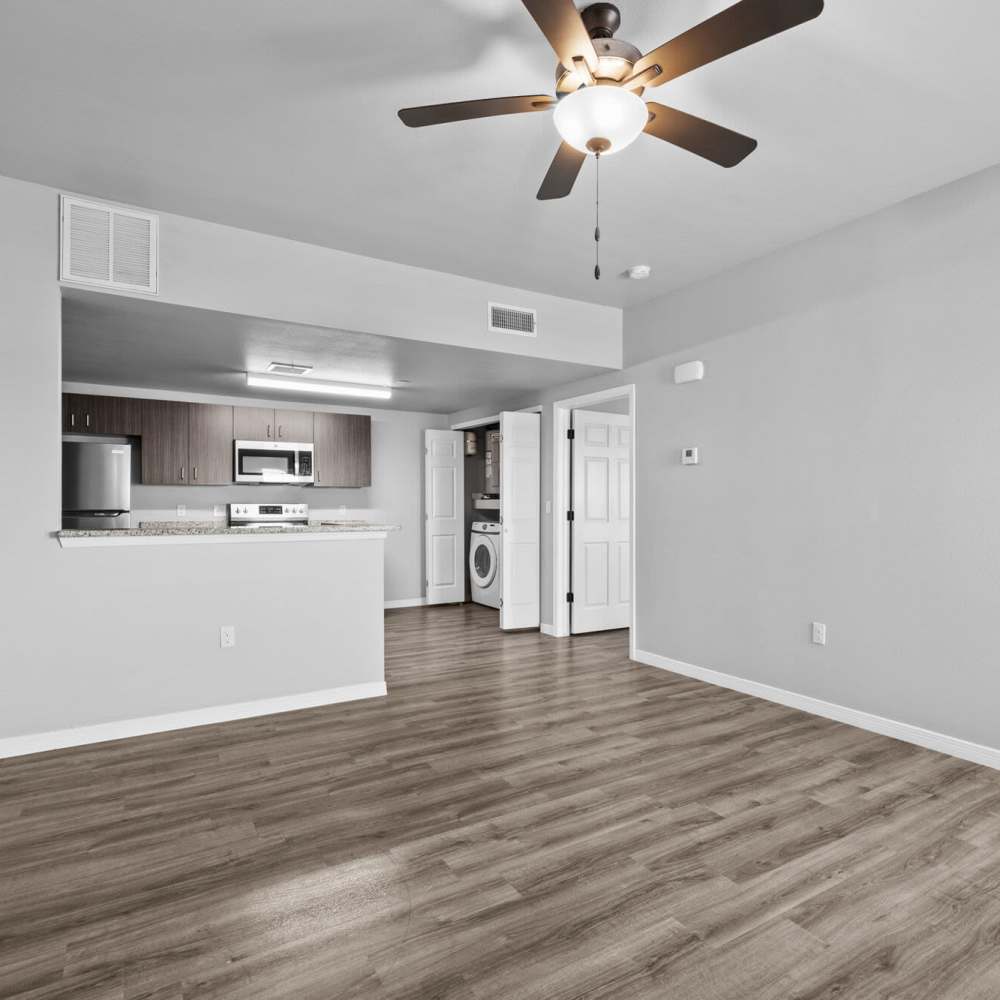 Unfurnished living room with ceiling fan at District At Pellicano in El Paso, Texas