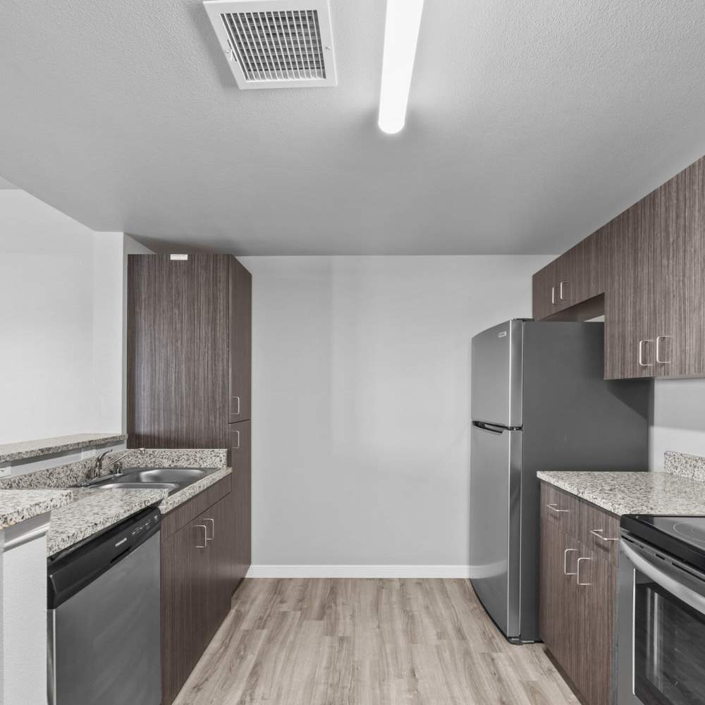 Kitchen with with raised countertop at District At Pellicano in El Paso, Texas