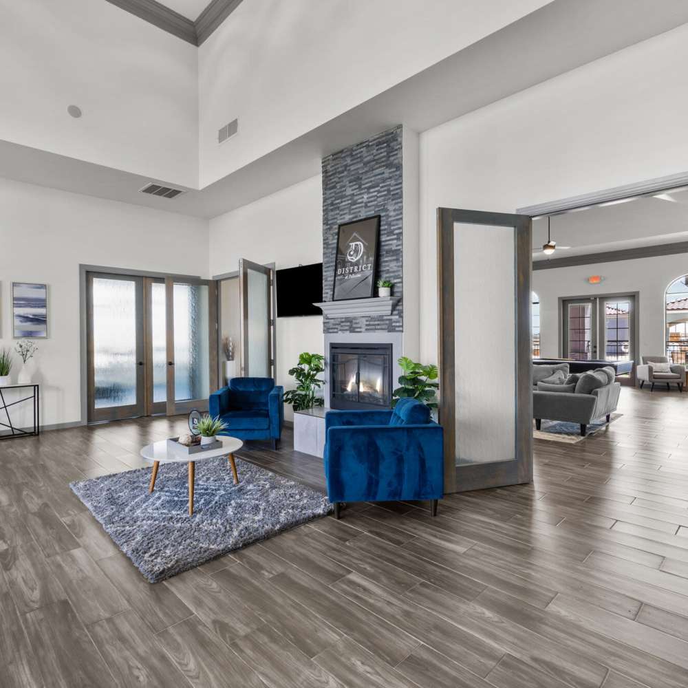 Clubhouse with fireplace at District At Pellicano in El Paso, Texas