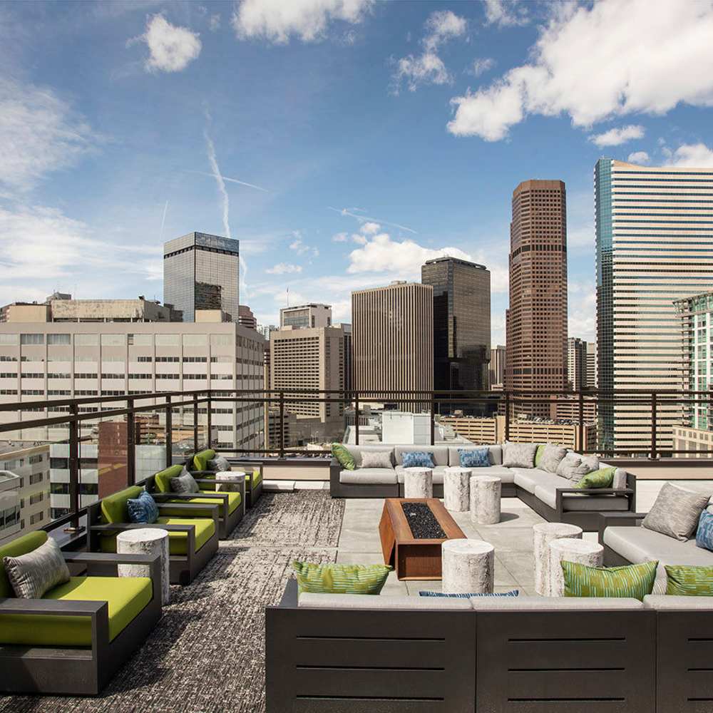 Rooftop lounge area at SOVA on Grant in Denver, Colorado
