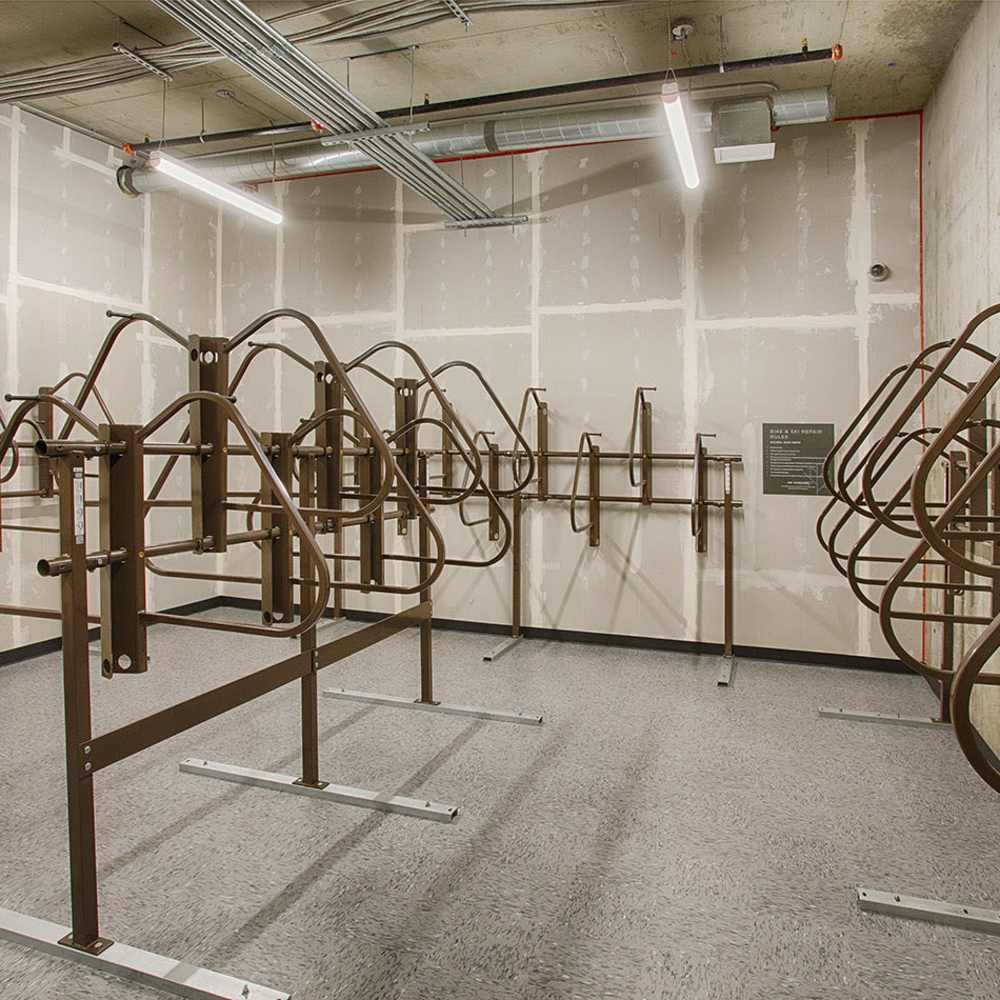 Secured bicycle storage at SOVA on Grant in Denver, Colorado
