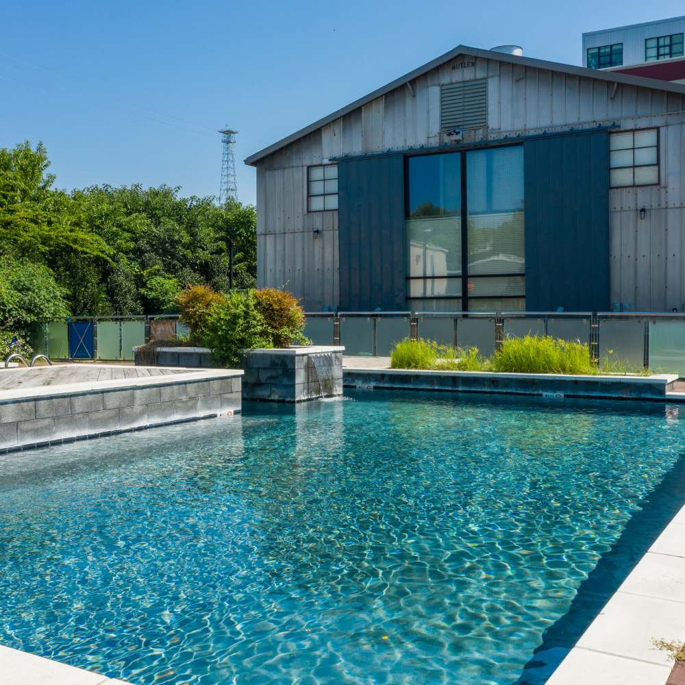 Resort-style swimming pool for residents at Star Lofts in Petersburg, Virginia