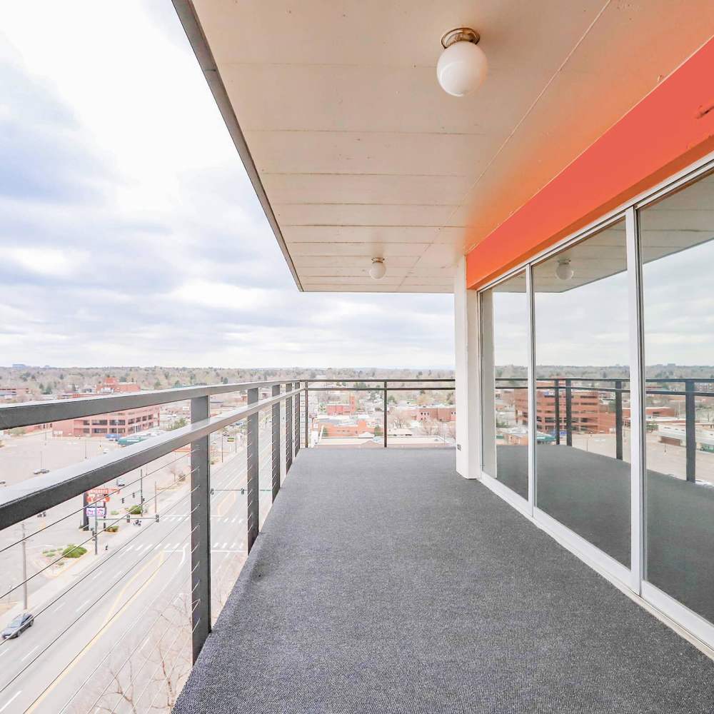 Private balcony at Wellshire Apartments in Denver,Colorado