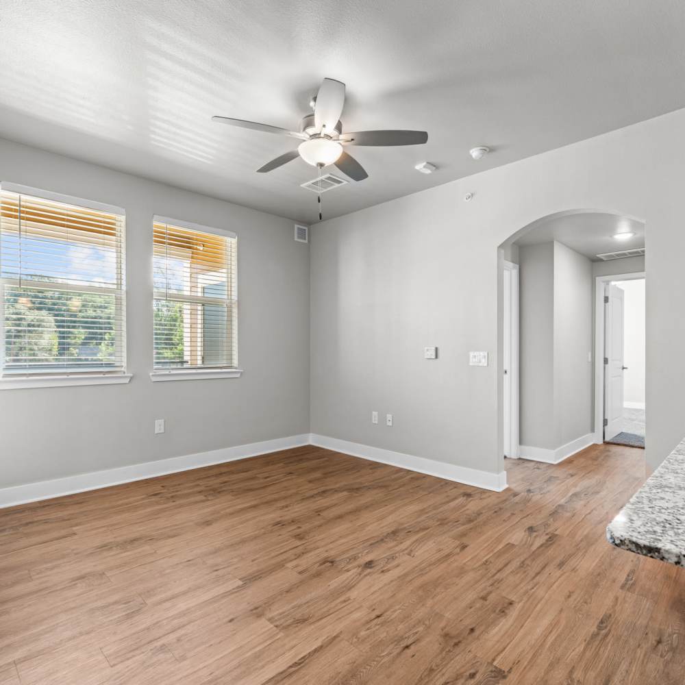 Living area with a ceiling fan at Cedar Springs in Corsicana, Texas