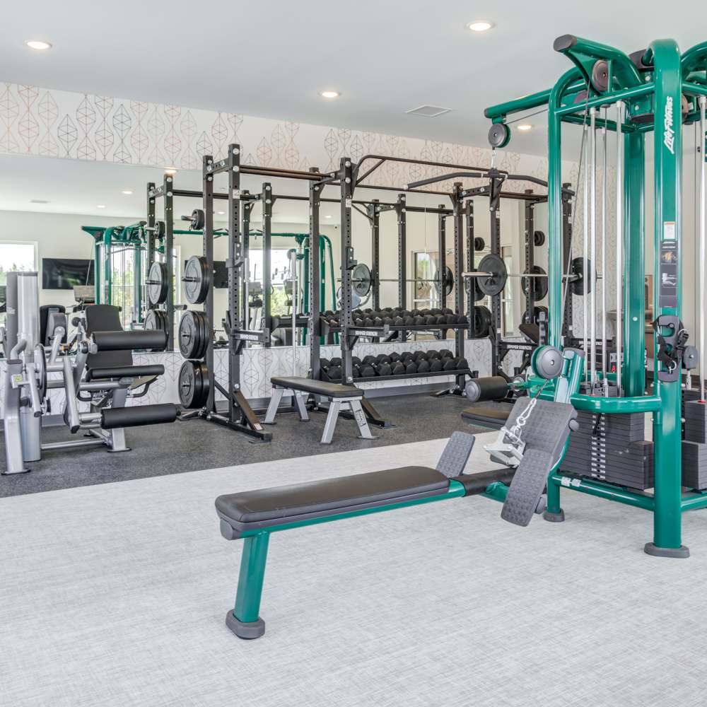 Well-equipped fitness center at Citrine at Lake St. Louis in Lake Saint Louis, Missouri
