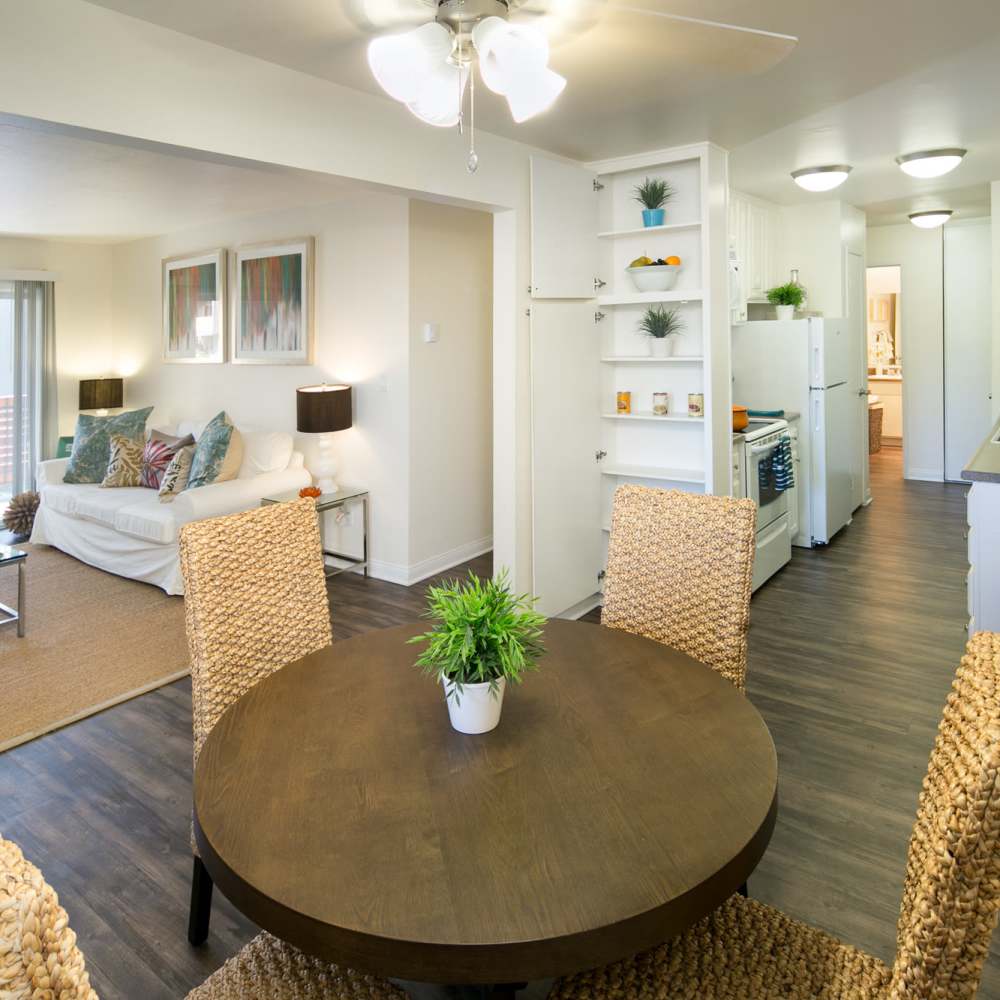 Dining area at Bayside Apartments in Pinole, California