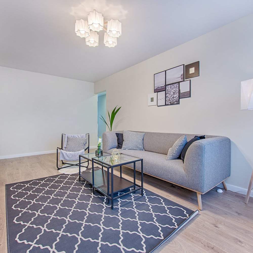 Living room with wooden flooring  at Fairway in South San Francisco, California,