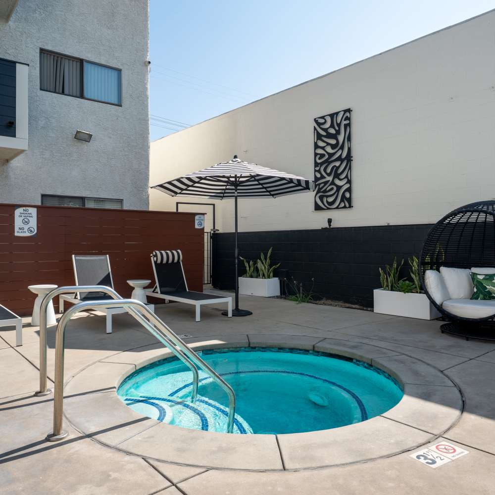 Pool area at Canyon Village in North Hollywood, California