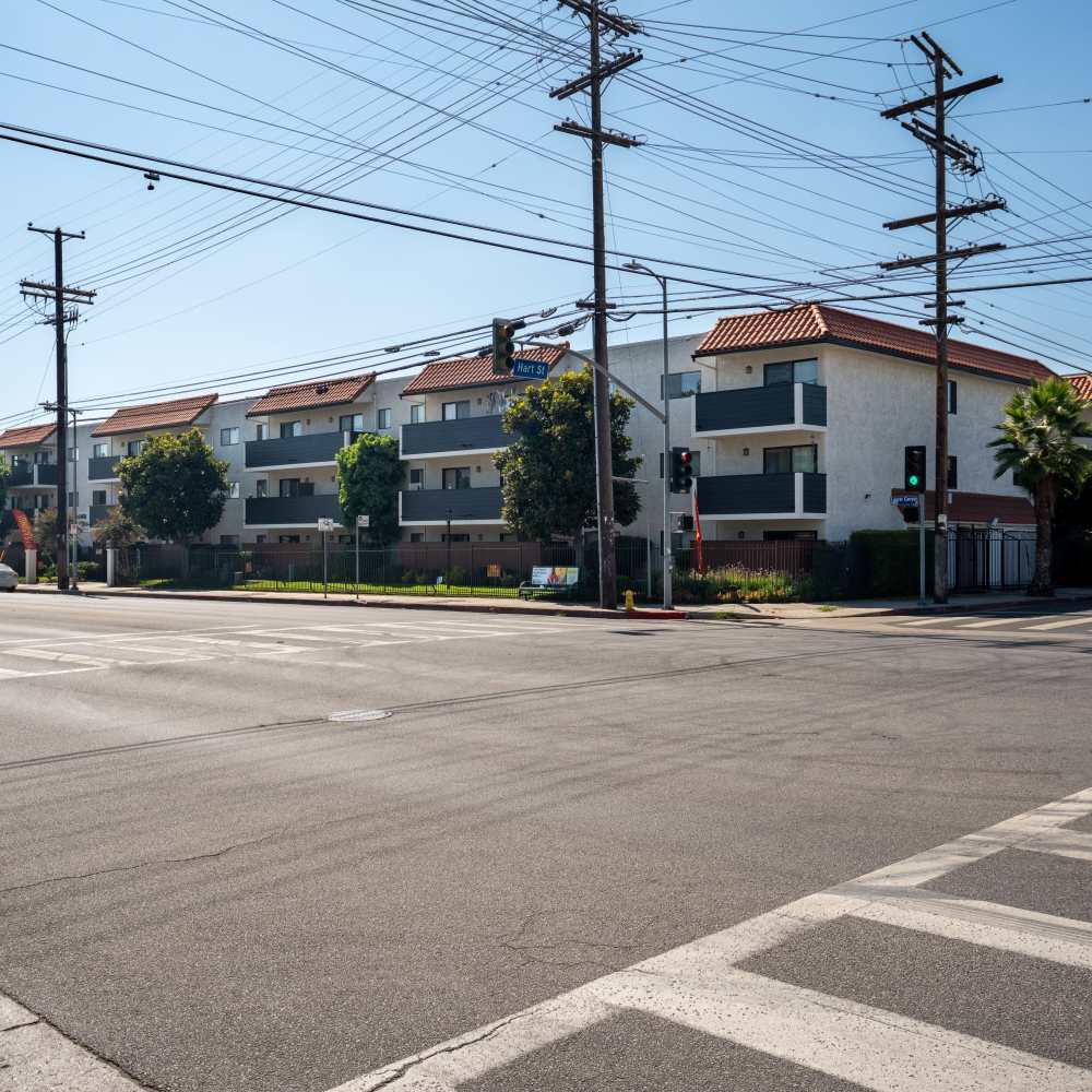 Street view of Canyon Village in North Hollywood, California