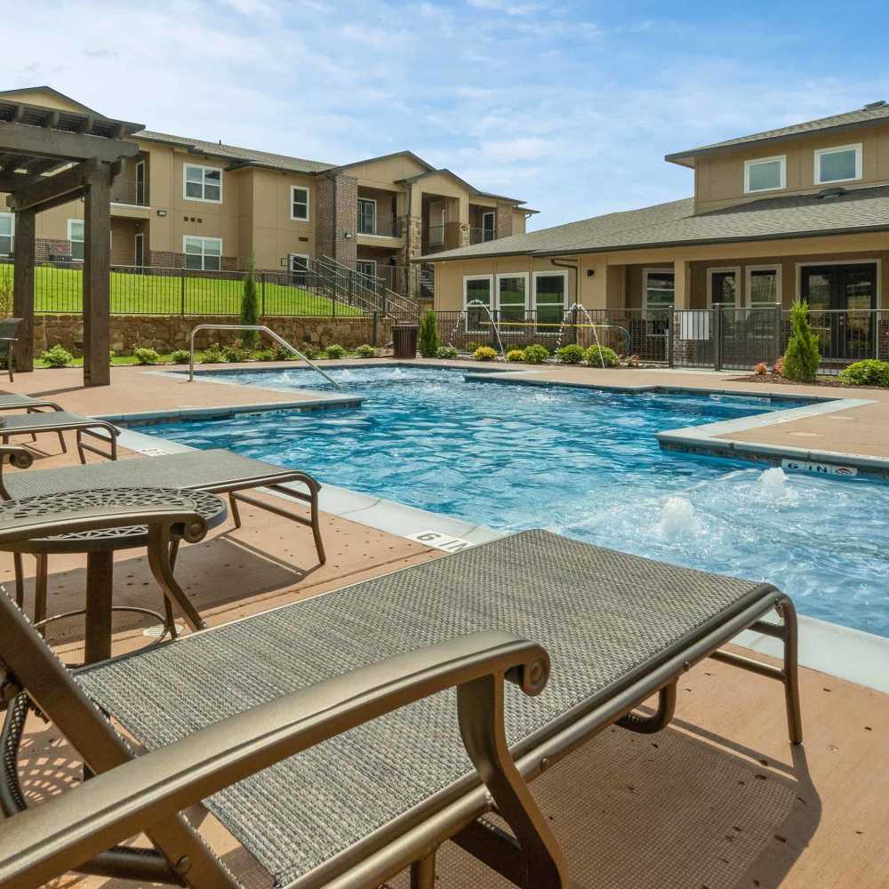 Sun loungers at Hyde Park in Denison, Texas