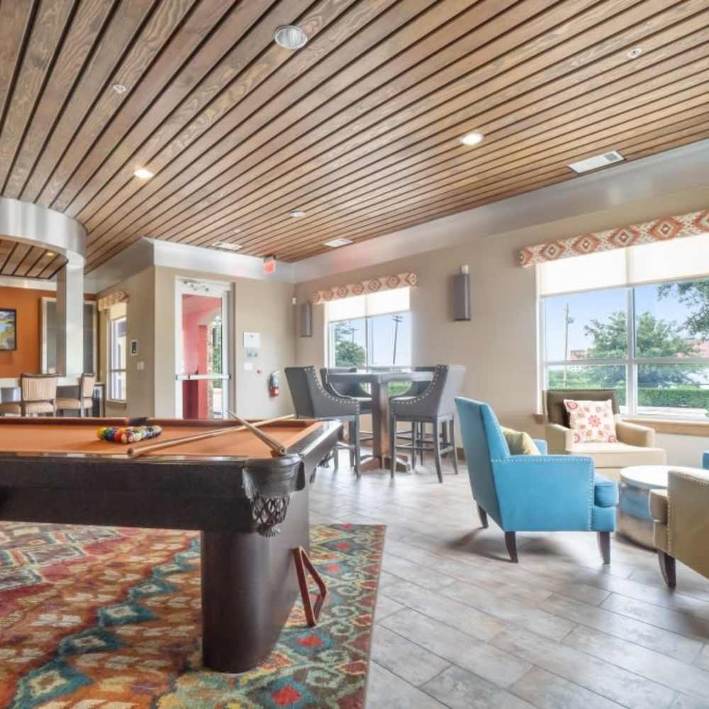 Clubhouse with pool table at Grapevine Station in Grapevine,Texas