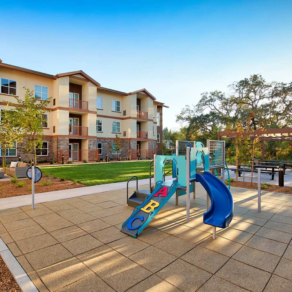 Playgorund in the community at Citrine Apartments in Healdsburg, California