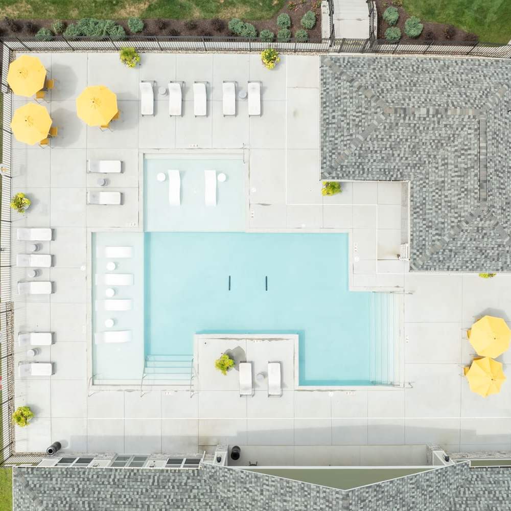 Aerial shot of the swimming pool at Citrine at Lake St. Louis in Lake Saint Louis,Missouri