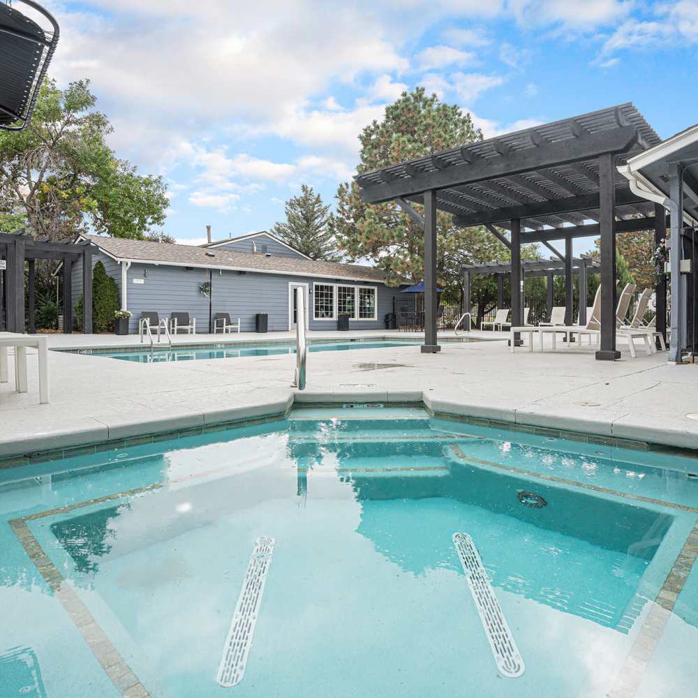 Outdoor swimming pool at Oakdale Springs Apartments in Colorado Springs, Colorado