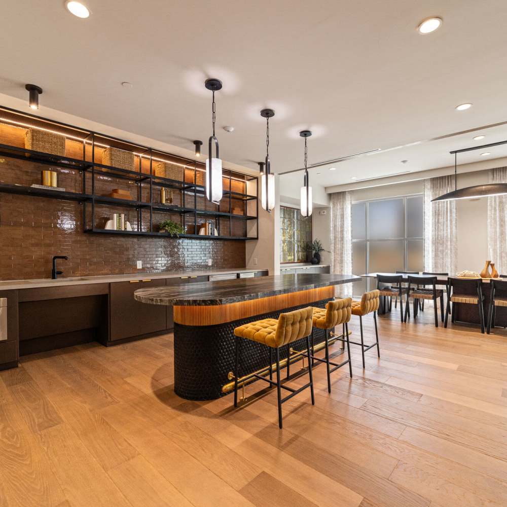 Kitchen with built-in kitchen at Main and Mill in Lewisville,Texas