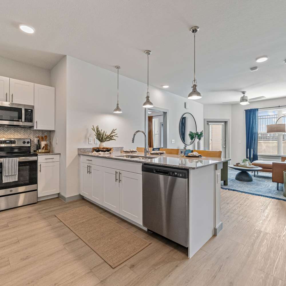 Island kitchen at Main and Mill in Lewisville,Texas