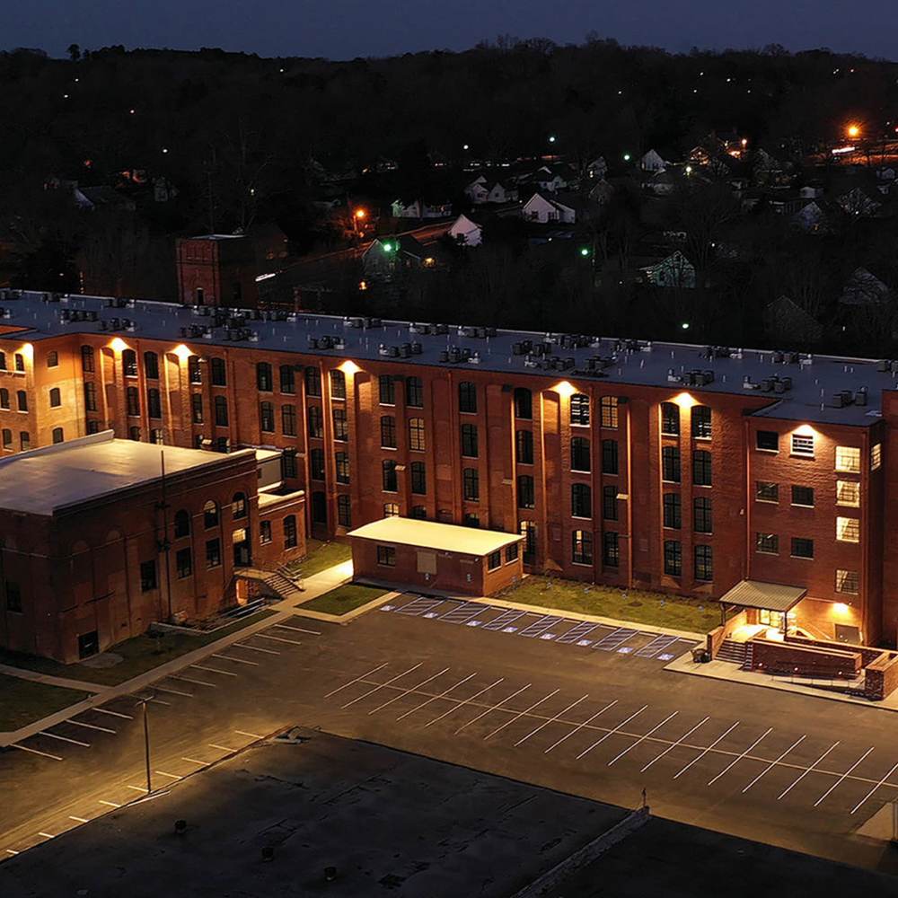 Aerial shot of the community at Lofts at Inman Mills in Inman, South Carolina