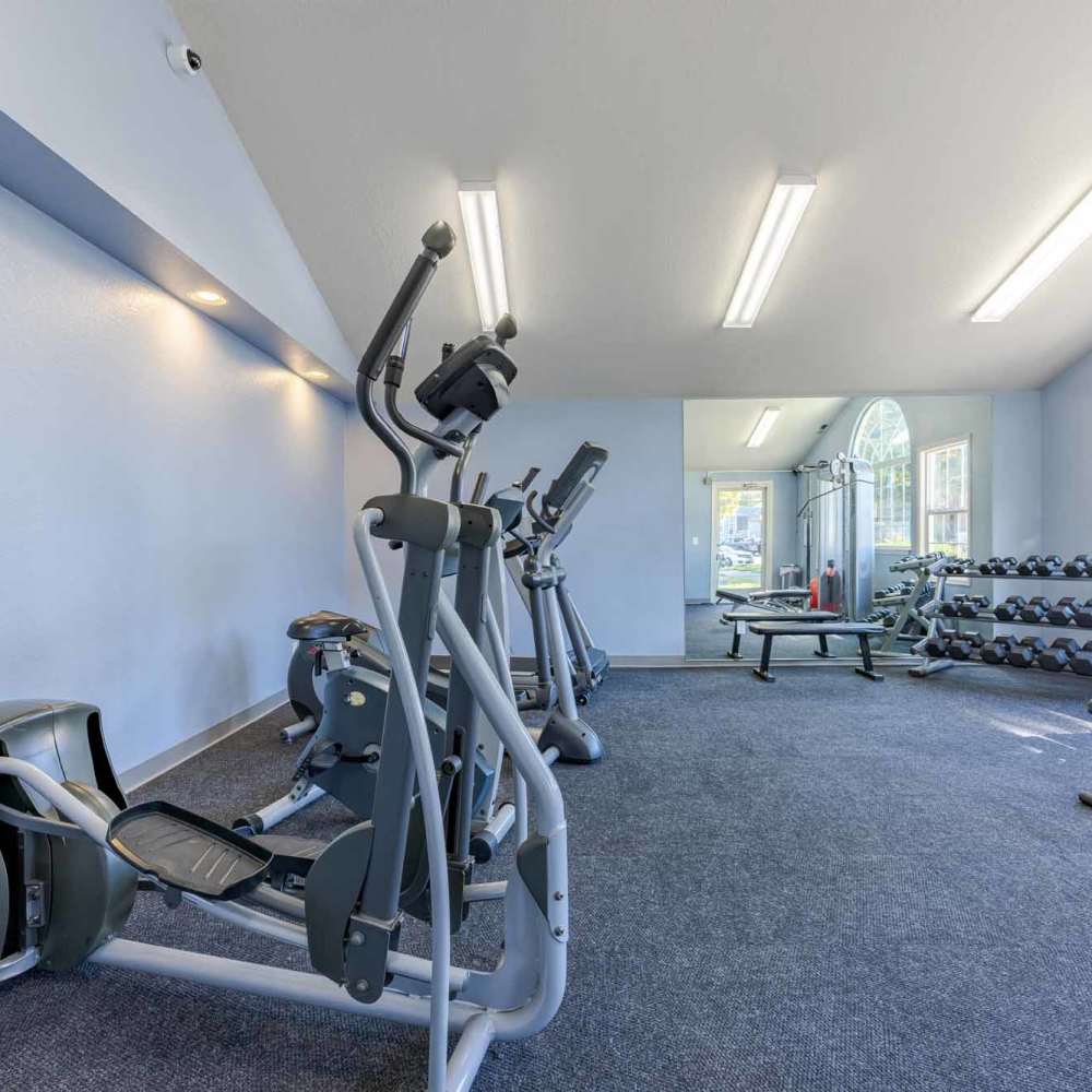 Modern gym at Tualatin View Apartments in Portland, Oregon